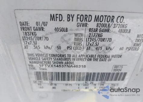 2007 Ford F-150 Xl/Xlt from USA, damaged, VIN 1FTVX14537NA46318